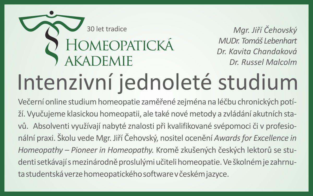 Homeopatická akademie: Jednoleté intenzivní studium